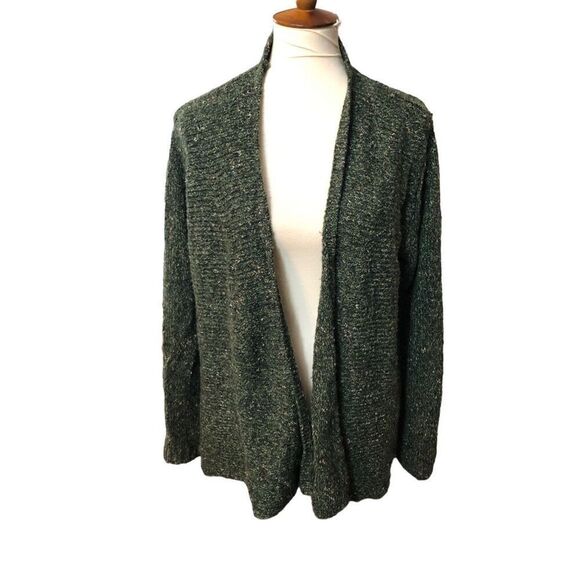 Charter Club green mixed knit open front wool blend cardigan XL - Picture 1 of 11